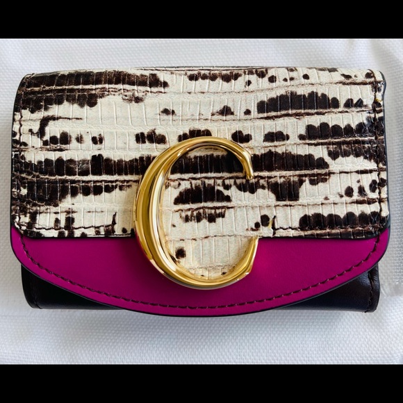 Authenic Chloe C Mini Tri Fold Emboss Wallet - Picture 2 of 9